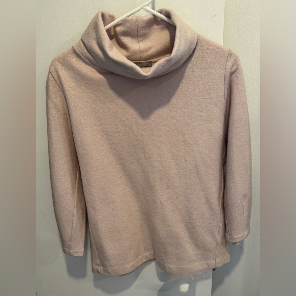 COS wool cotton baggy turtleneck pull over top blouse pink soft chic classic XS